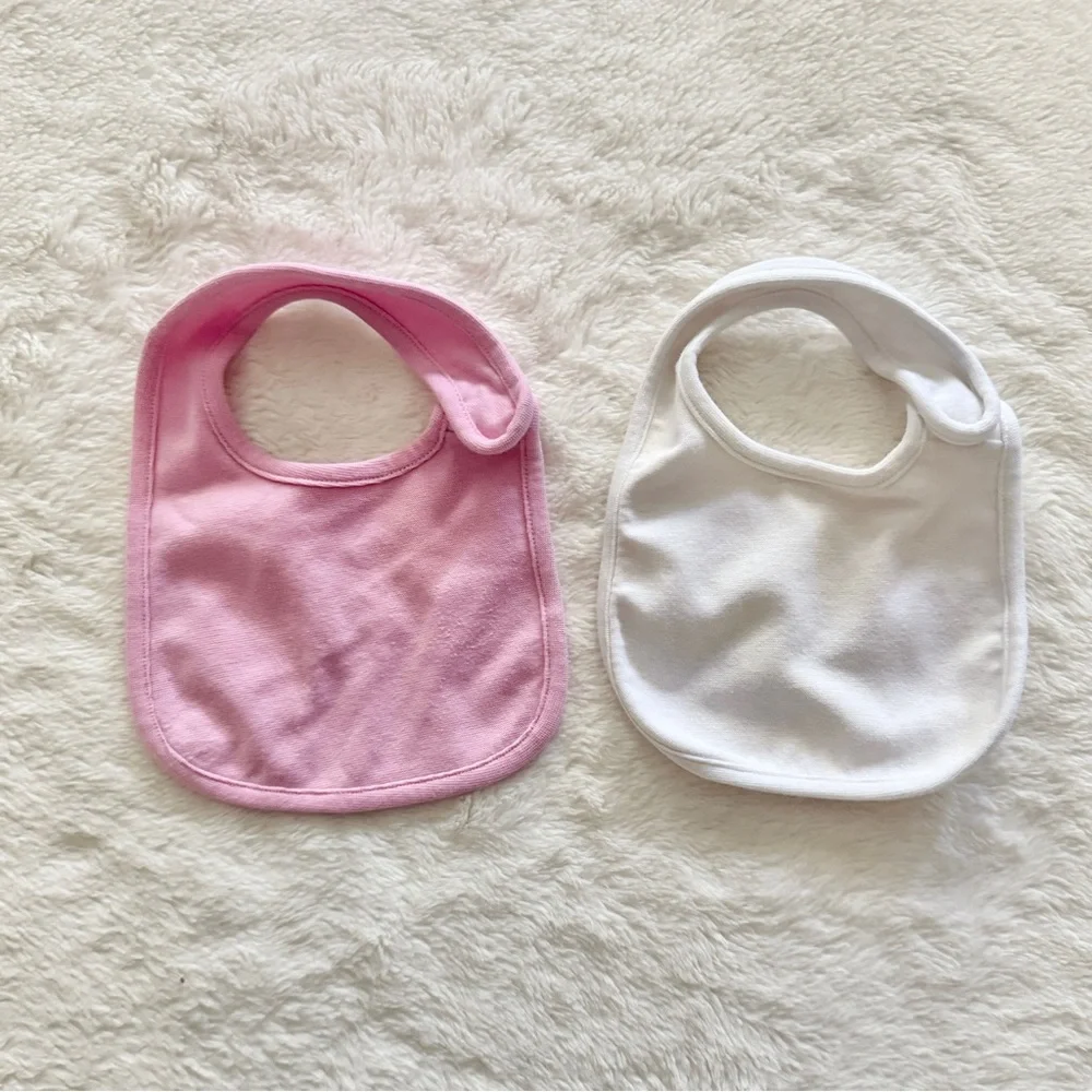 Hanes Flexy Cotton Blend Baby Bibs Set of 8 Pink Gray White Solid and Prints